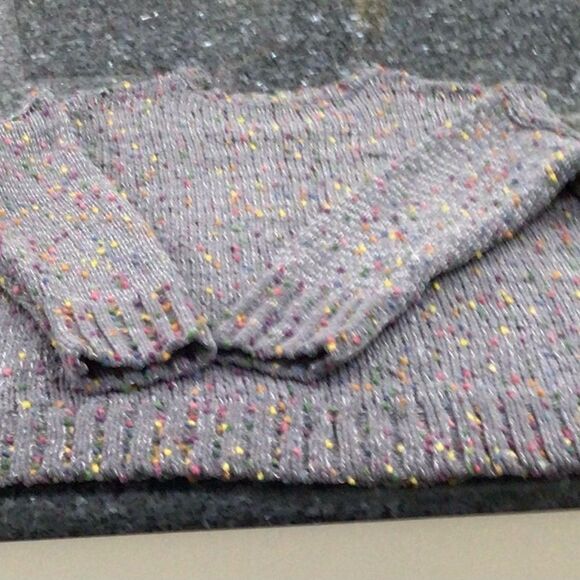 Women’s Seven7 Gray Confetti Crew Neck Plus Size XX Sweater with Ruffle Detail - Picture 7 of 8